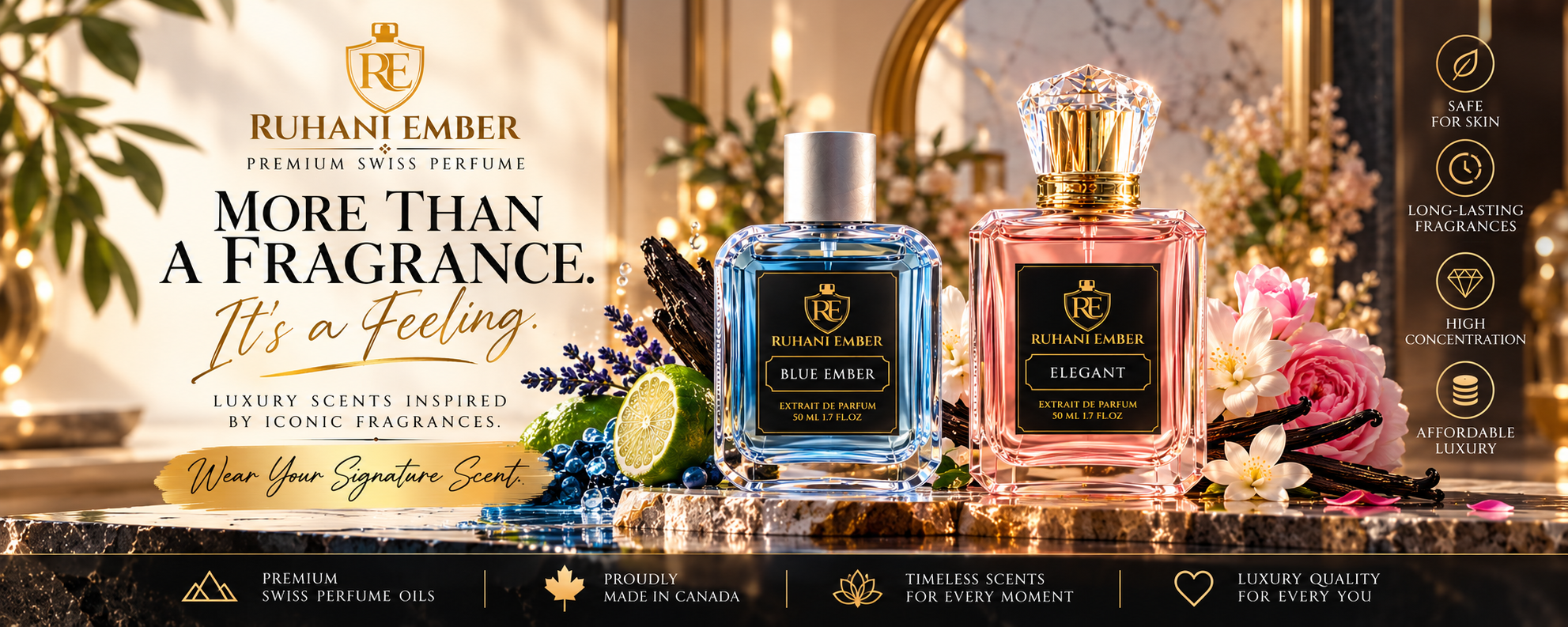 Ruhani Ember: Blue Ember and Elegant banner